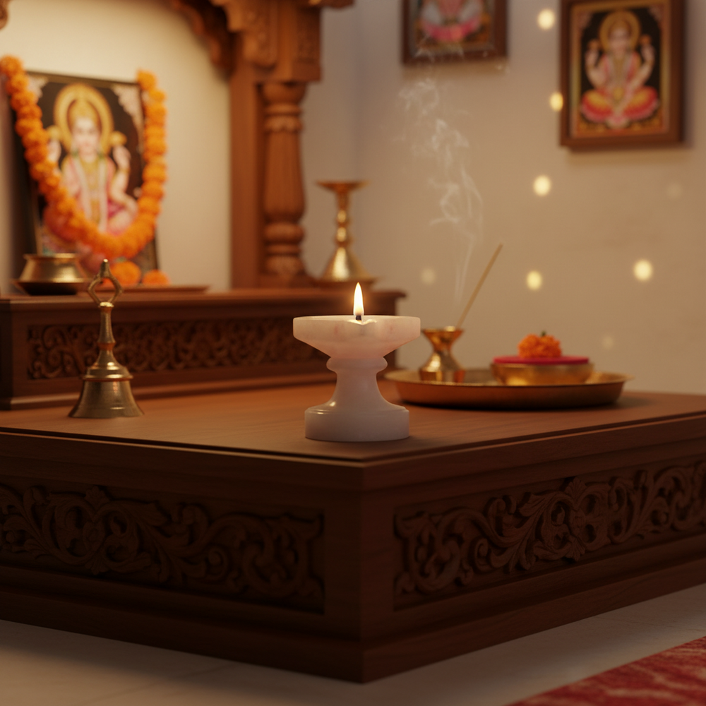 Handcrafted Marble Deepam/DIyas-Perfect for Puja & Home Decor   Marble Soft Stone