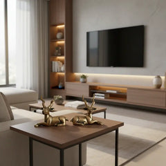 Handcrafted Brass Deer Pair Statues | Elegant Antelope Figurines for Home Decor   Brass Ware