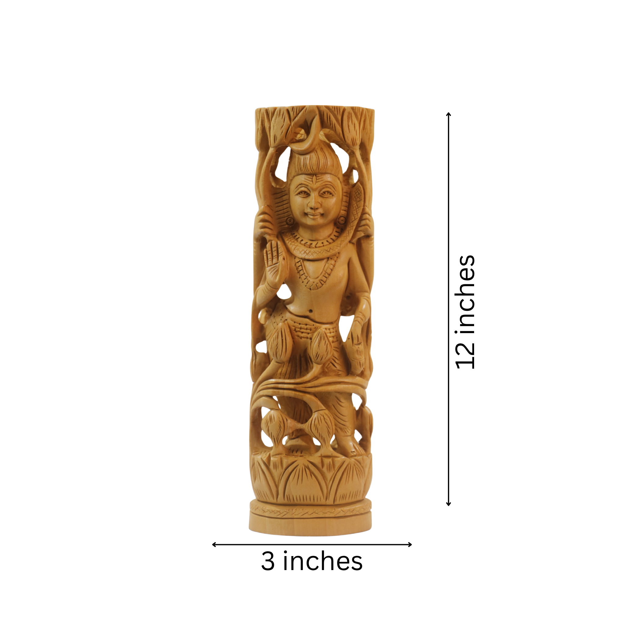 Hand-Carved Wooden Goddess Shiva Statue – Standing on Lotus