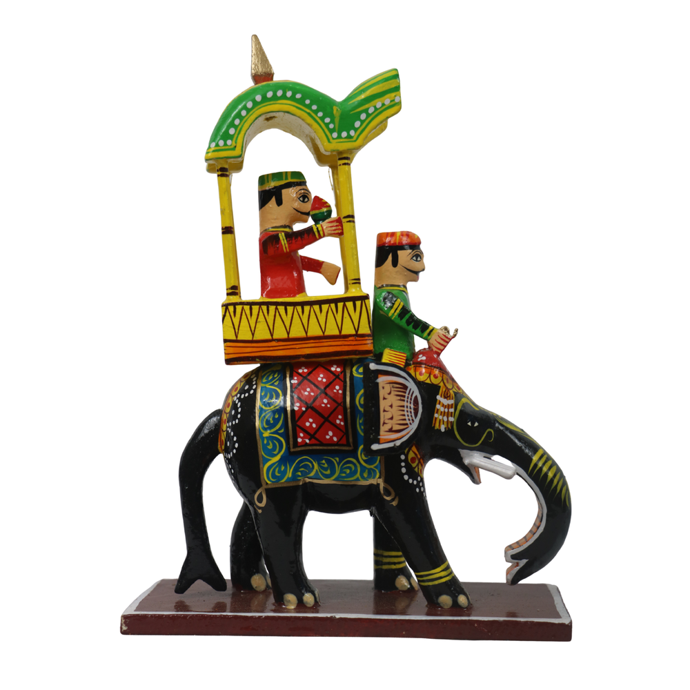 Traditional Ambari Wooden Decor with Raja – Wooden Handcrafted Showpiece   Wooden Lacquerware