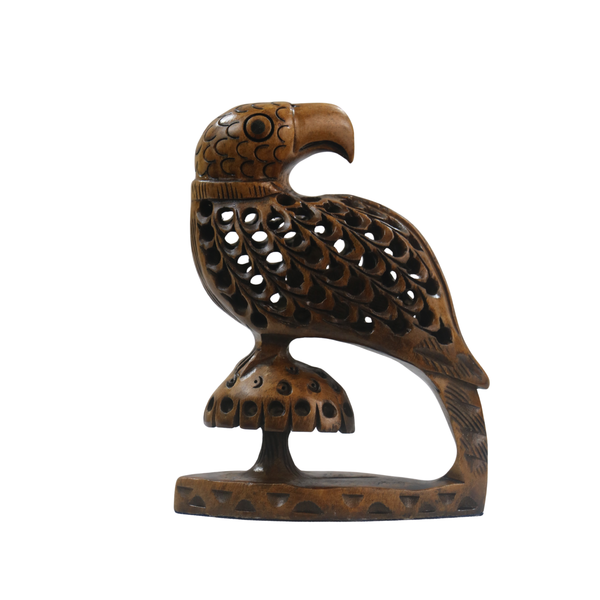 Hand-Carved Wooden Parrot Jali – Intricate Traditional Artwork
