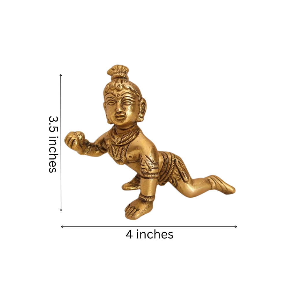 Brass Baby Krishna Crawling Idol (Laddu Gopal)   Brass Artwork
