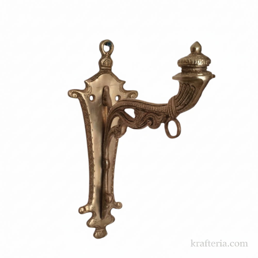 Vintage Brass Wall Diya Holder – Handcrafted Antique Wall Sconce   Brass Artwork