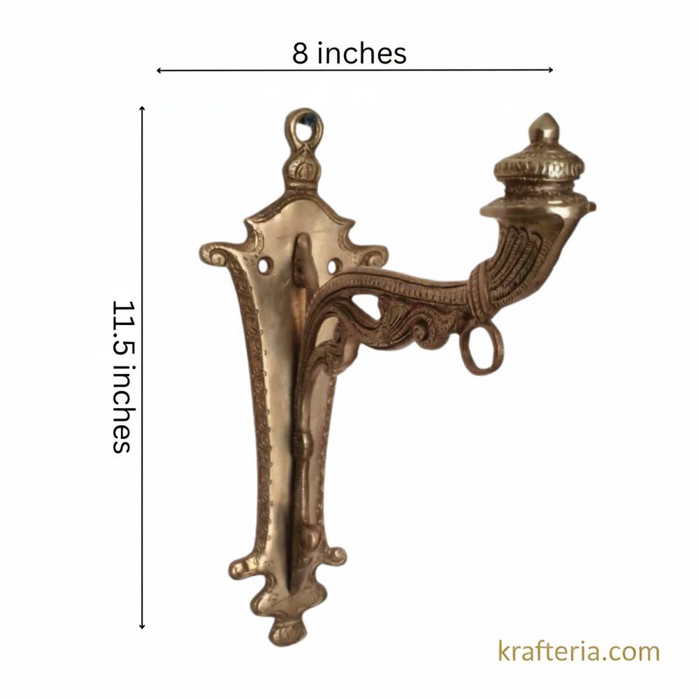 Vintage Brass Wall Diya Holder – Handcrafted Antique Wall Sconce   Brass Artwork