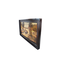 Tropical Boat Scene with Palm Trees – Serene Wall Hanging Decor