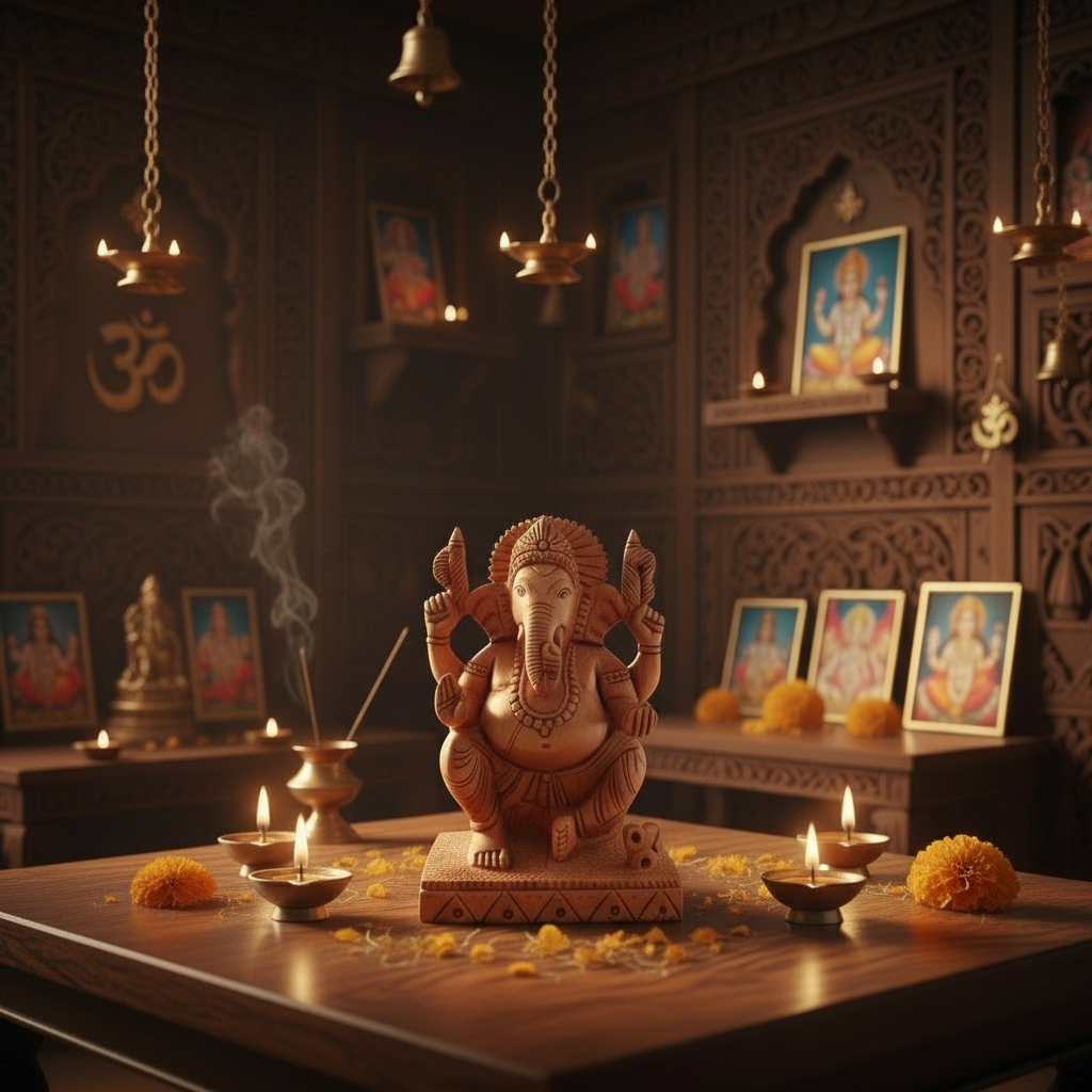 Handcrafted Lord Ganesh Idol with Crown | Decorative Spiritual Art