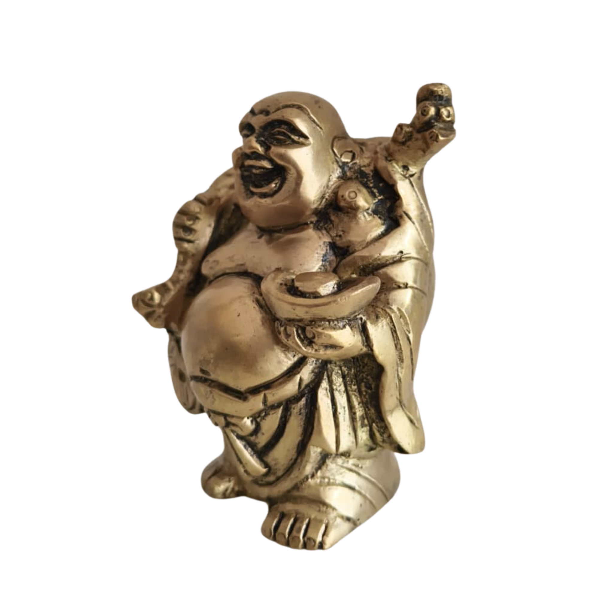 Brass Laughing Buddha Statue - Prosperity and Good Luck Figurines