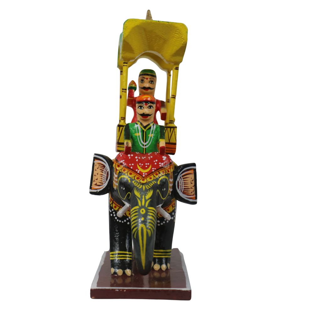 Traditional Ambari Wooden Decor with Raja – Wooden Handcrafted Showpiece   Wooden Lacquerware
