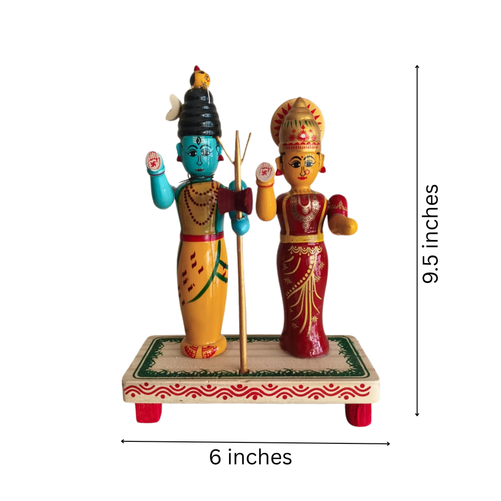 Traditional Etikoppaka Art Ardhanarishvara (Shiva-Parvati)   Etikoppaka Lacquerware