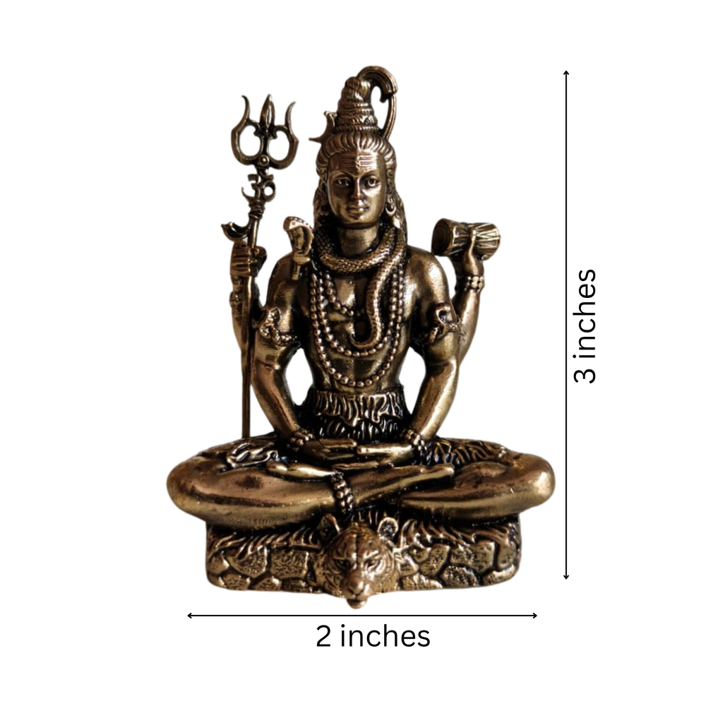 Lord Shiva Meditating Statue - Mahadev Idol with Trishul   Brass Artwork