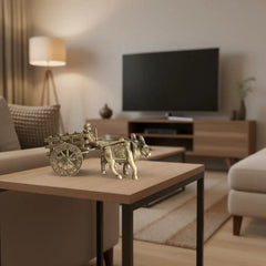 Brass Bullock Cart Figurine with Covered Canopy | Traditional Home Decor Showpiece   Brass Ware