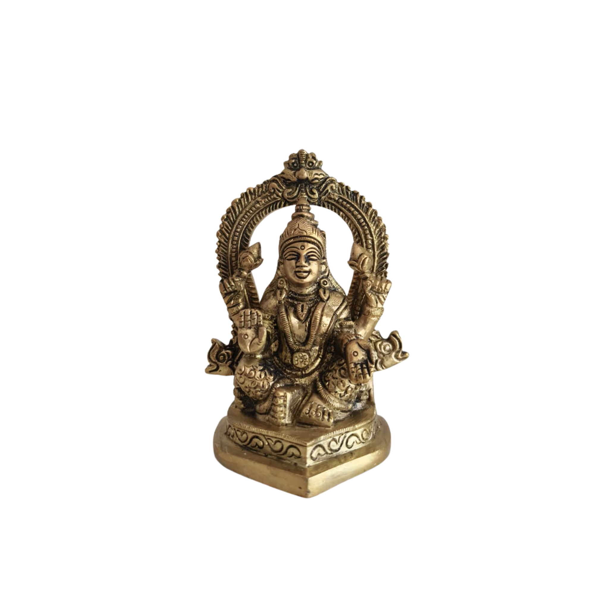 Ornate Brass Idols of Lord Ganesha and Goddess Lakshmi