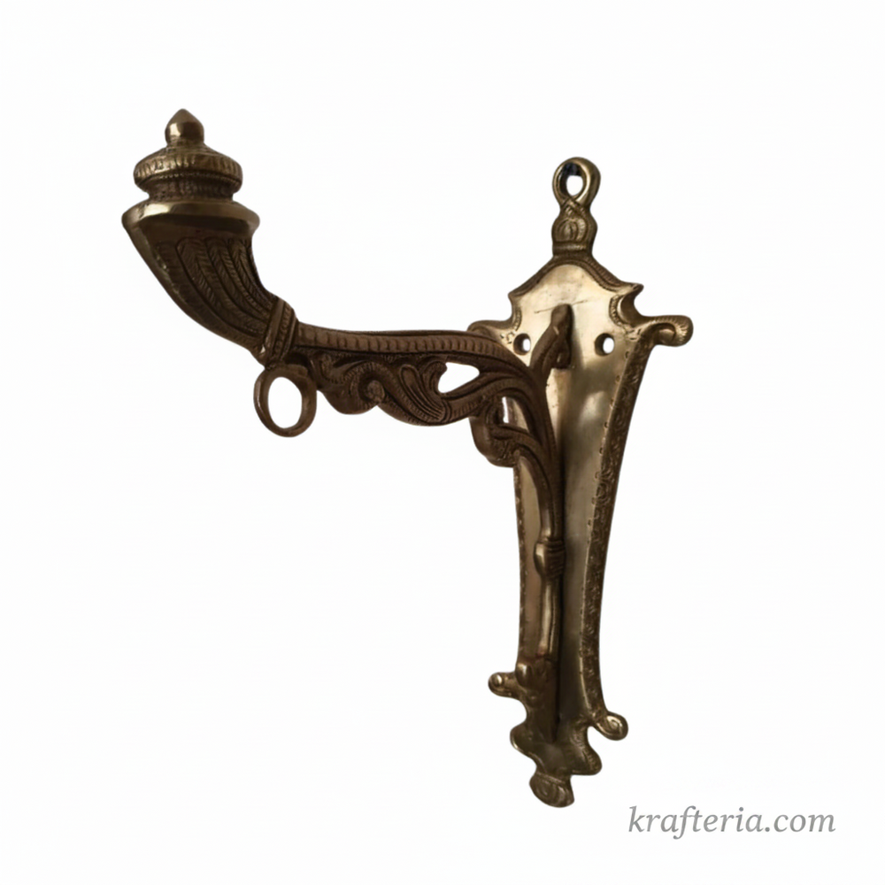 Vintage Brass Wall Diya Holder – Handcrafted Antique Wall Sconce   Brass Artwork