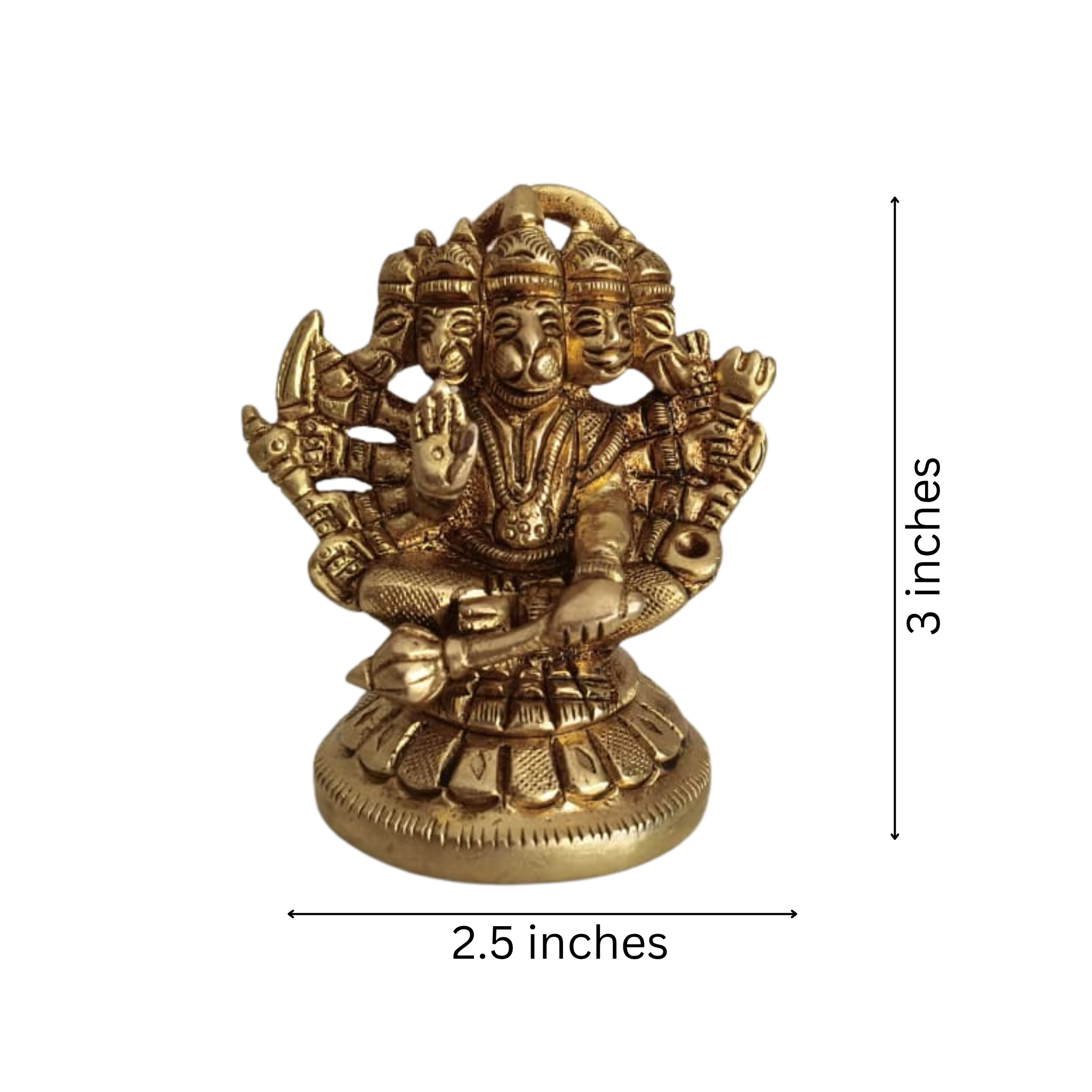 Brass Panchmukhi Hanuman Idol – Five-Faced Protector for Strength and Victory