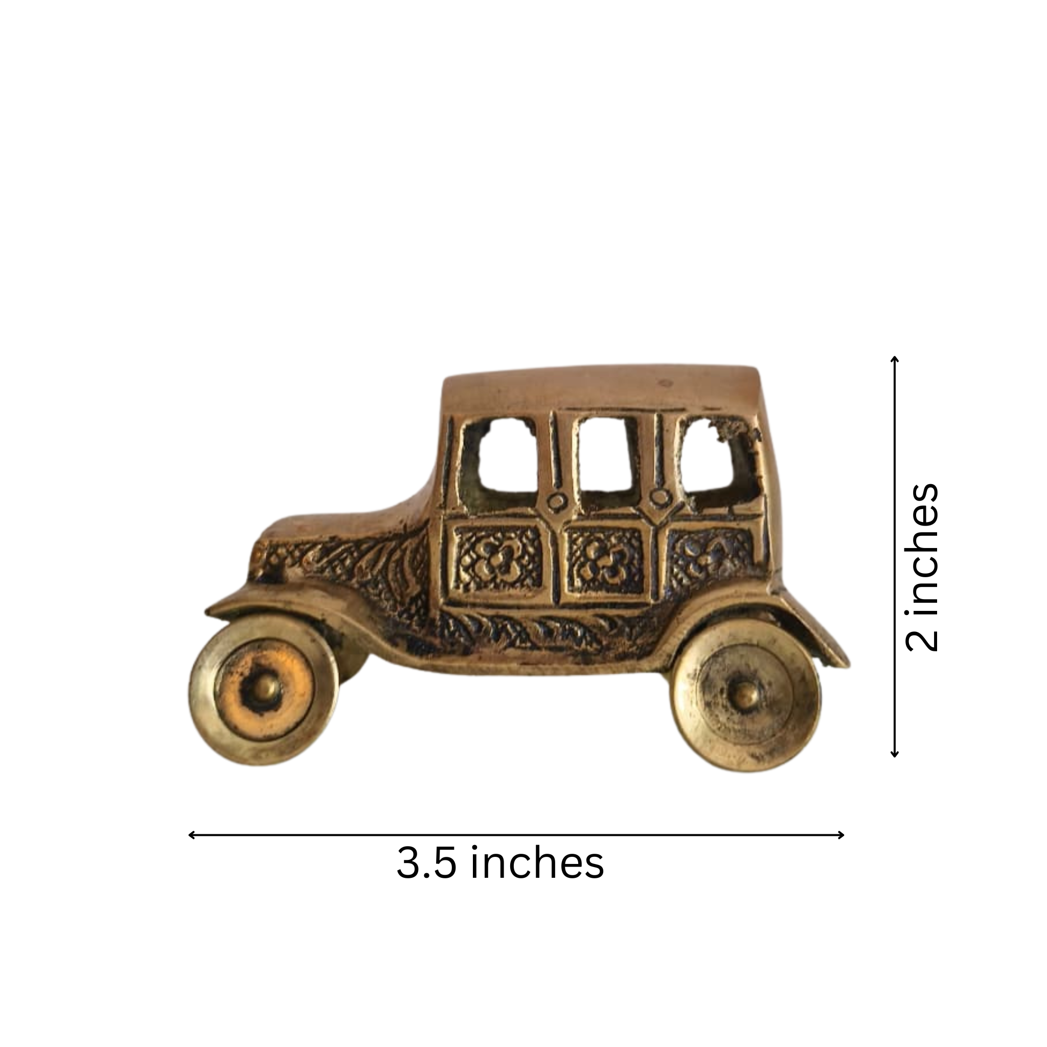 Brass Car Figurine | Handcrafted Antique Model Car Collectible Decor