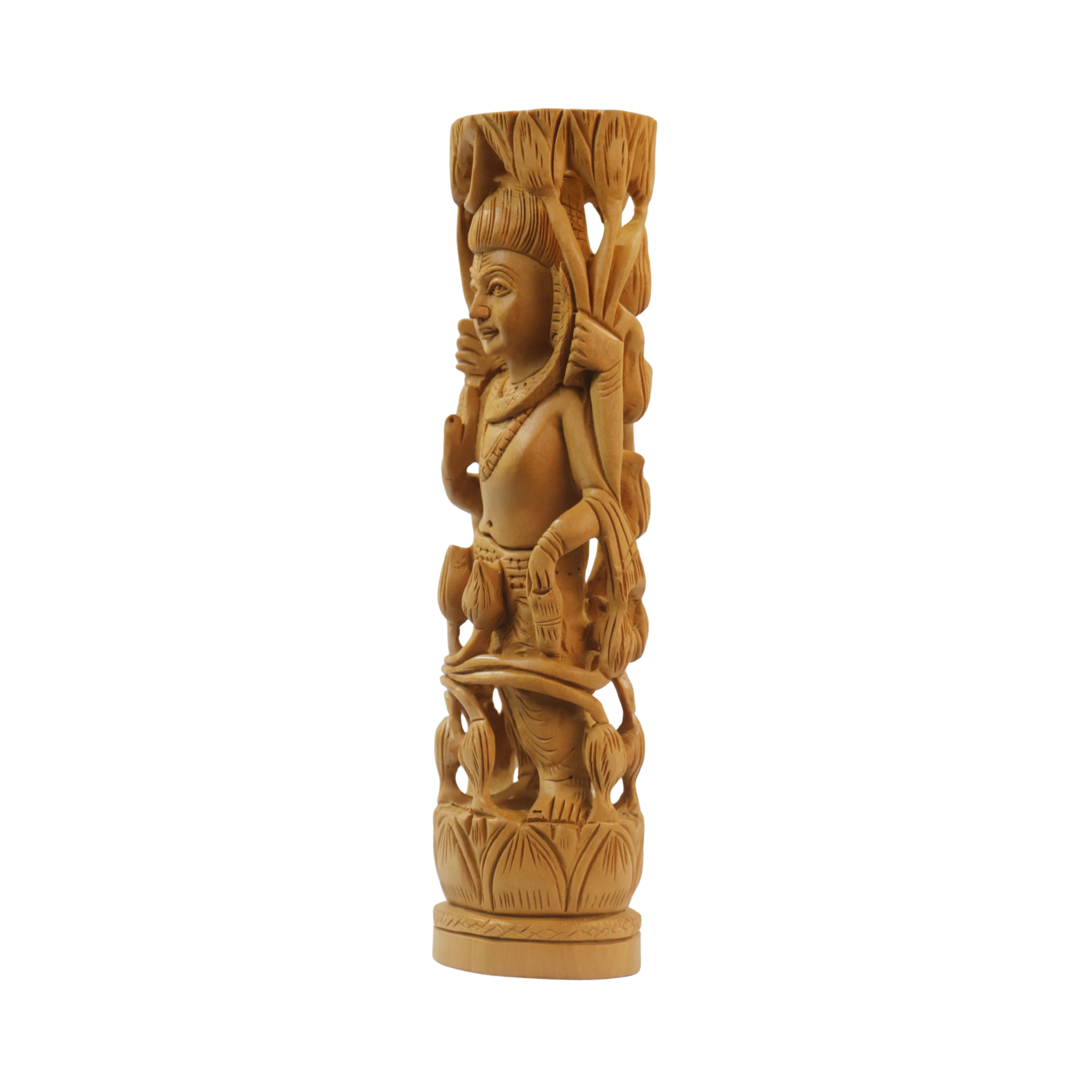 Hand-Carved Wooden Goddess Shiva Statue – Standing on Lotus