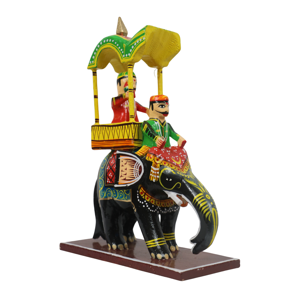 Traditional Ambari Wooden Decor with Raja – Wooden Handcrafted Showpiece   Wooden Lacquerware