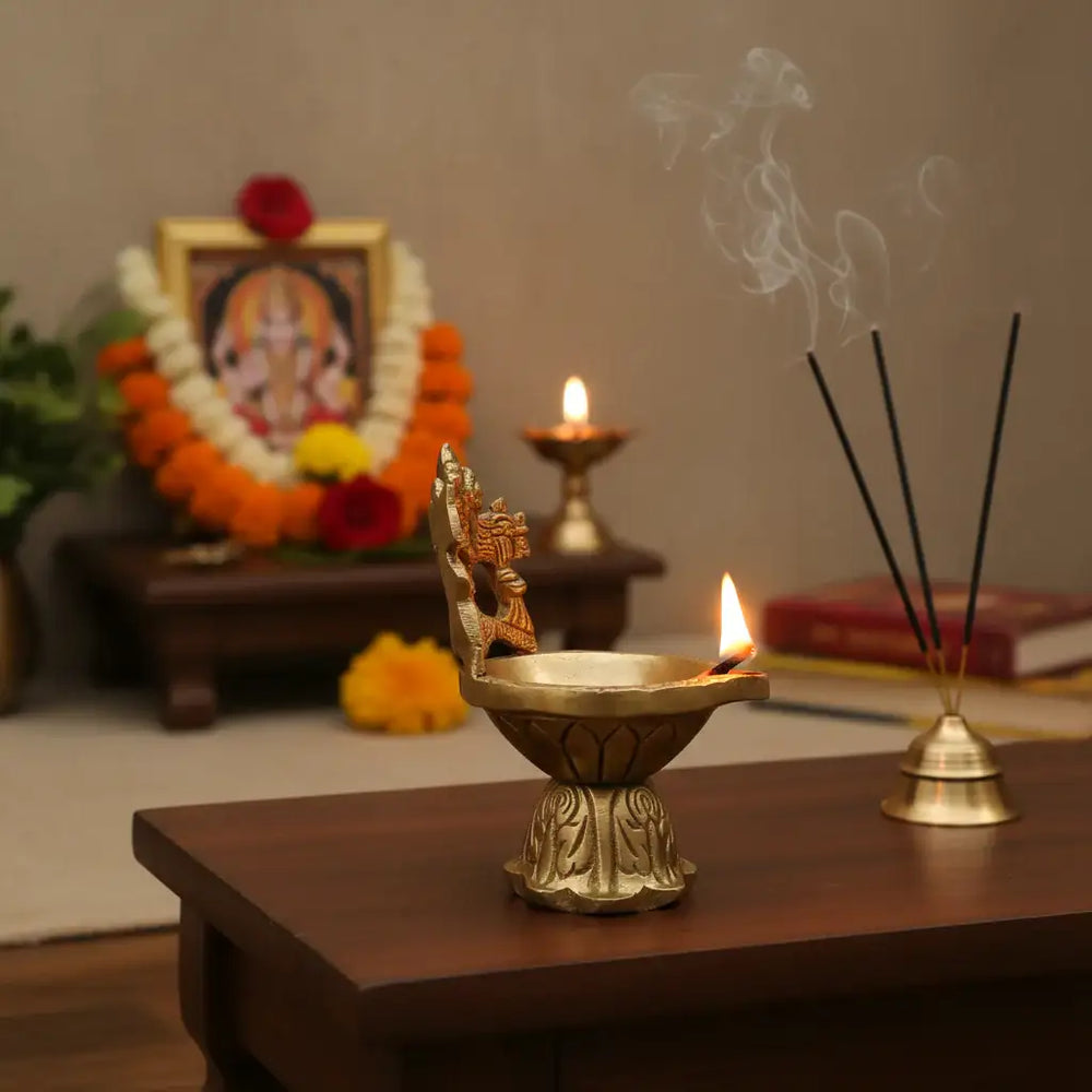 Brass Balaji Oil Lamp for Pooja & Temple Decor   Brass Ware
