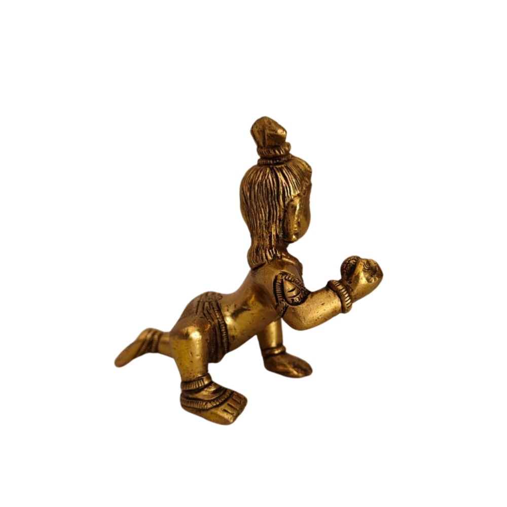 Brass Baby Krishna Crawling Idol (Laddu Gopal)   Brass Artwork