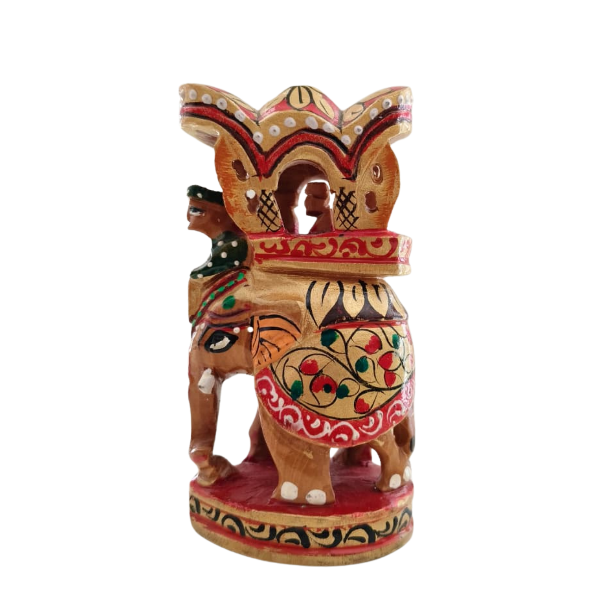 Handprinted Ambari Elephant | Decorative Miniature Figurine