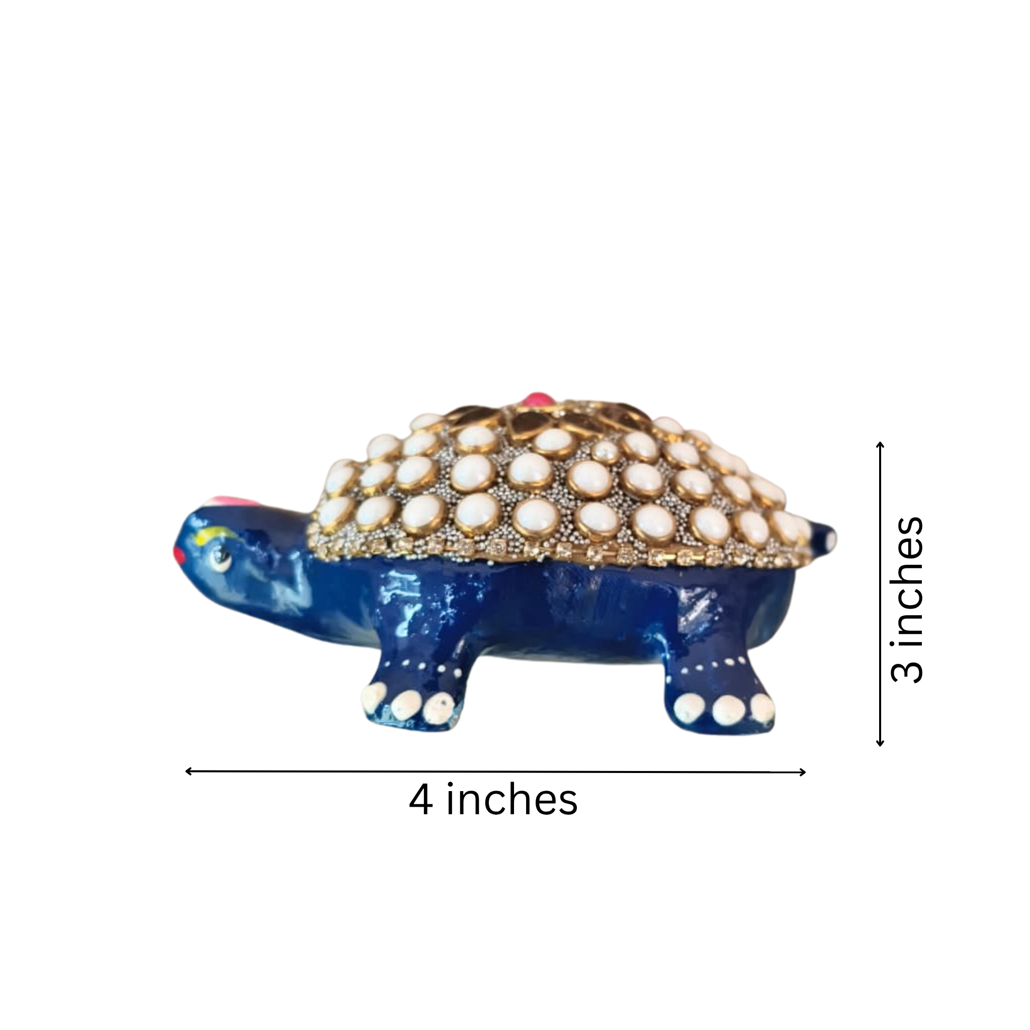 Metal Tortoise with Stone Meenakari | Decorative Feng Shui Figurine