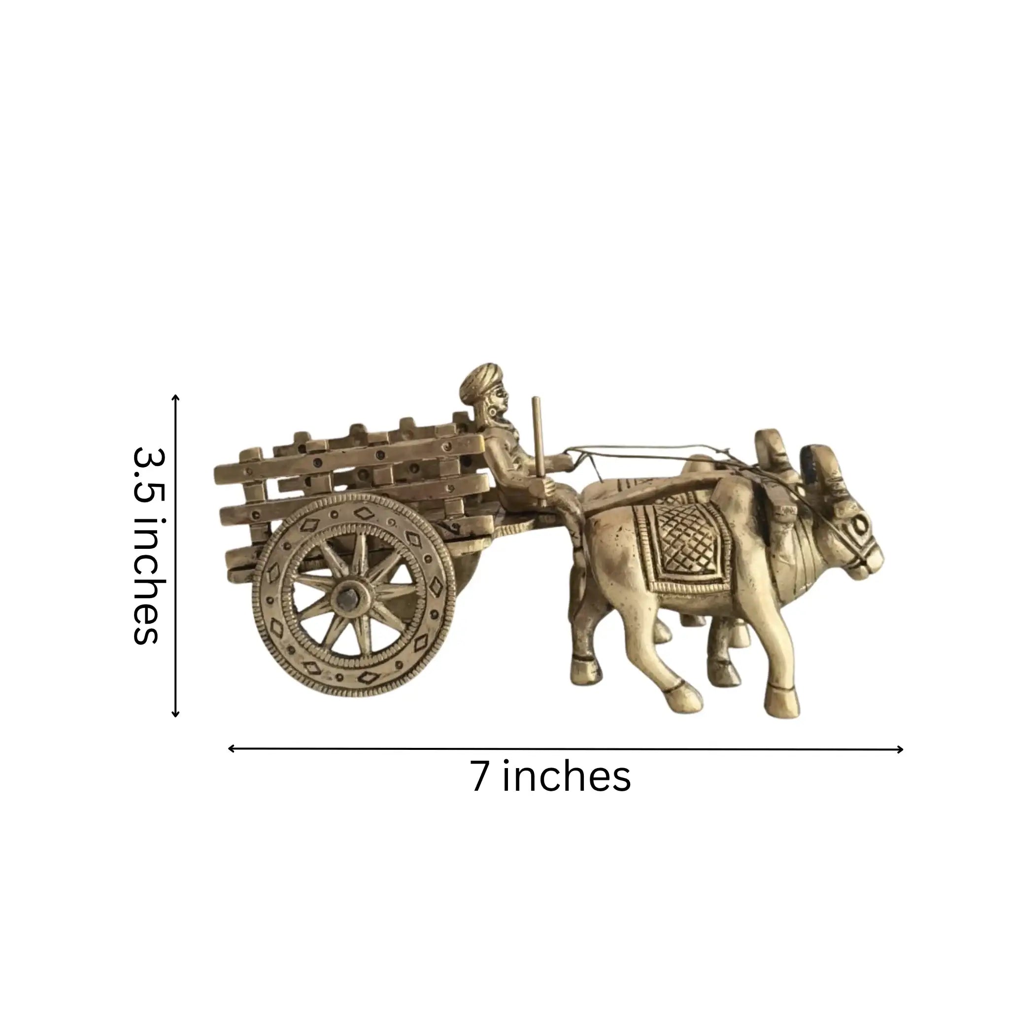 Brass Bullock Cart Figurine with Covered Canopy | Traditional Home Decor Showpiece   Brass Ware