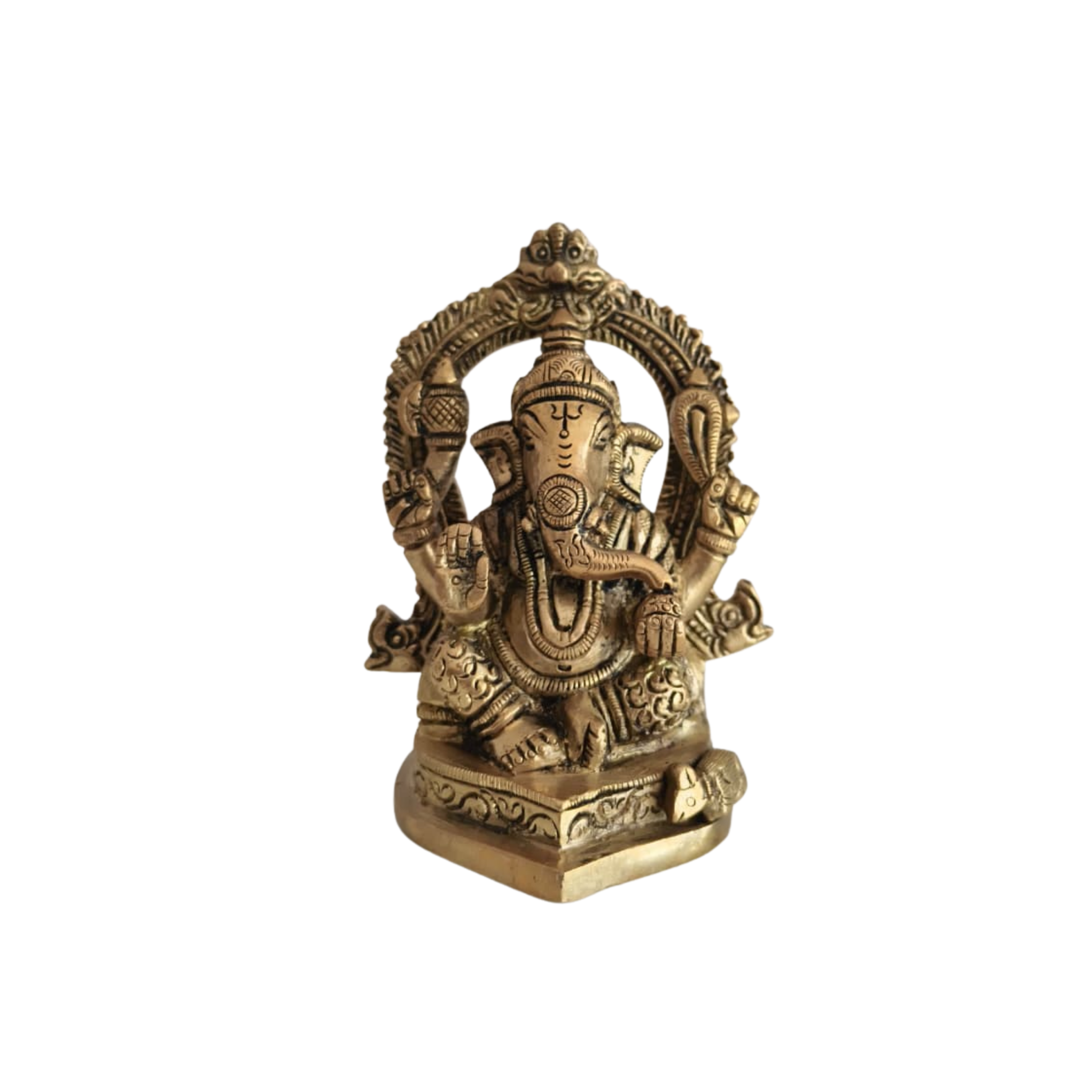 Ornate Brass Idols of Lord Ganesha and Goddess Lakshmi