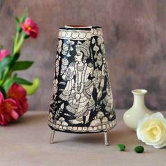 Handcrafted Kalamkari Leather Puppetry Cone Lamp Shade | Bed Lamp