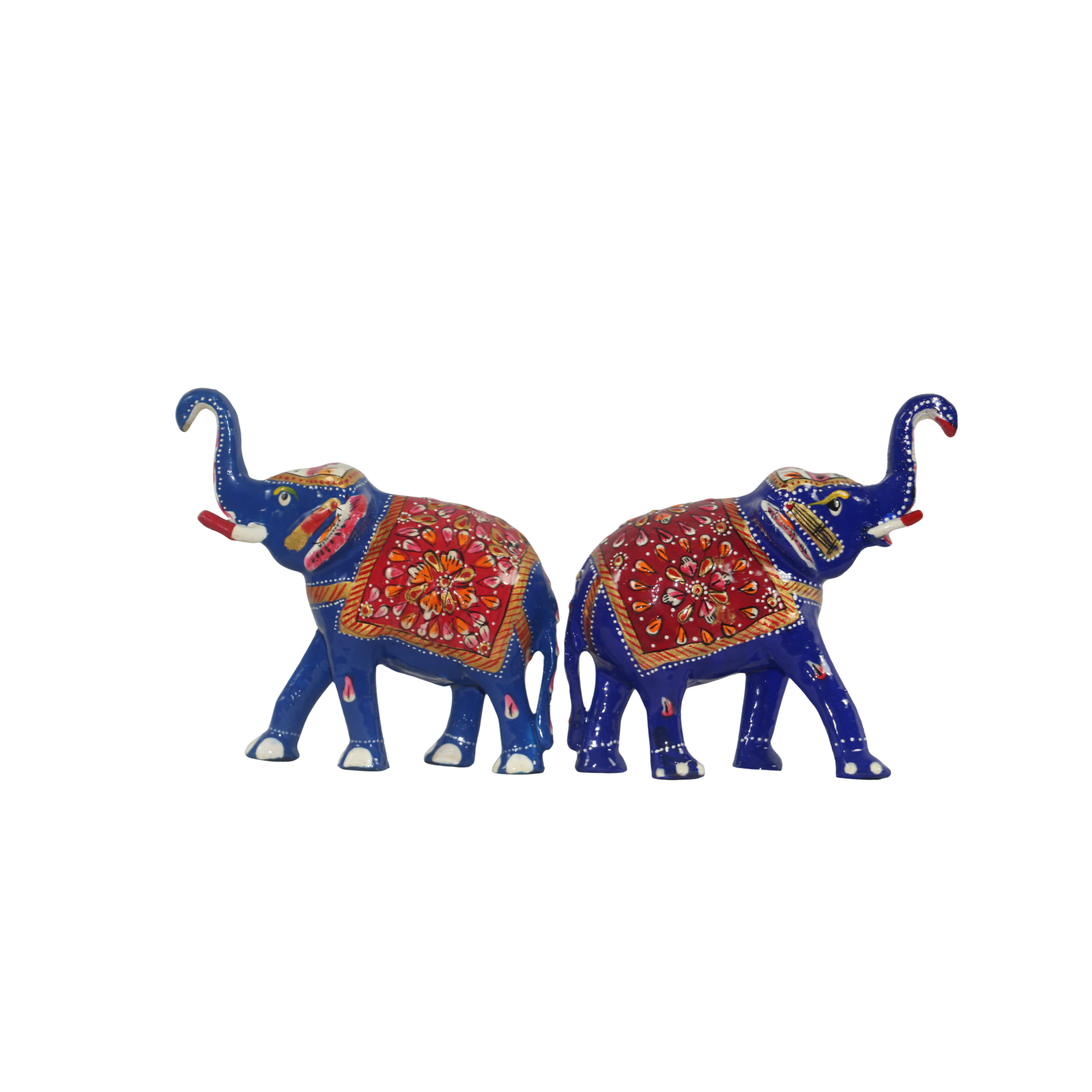 Colorful Hand-Painted Metal Elephant Pair – Traditional Craft