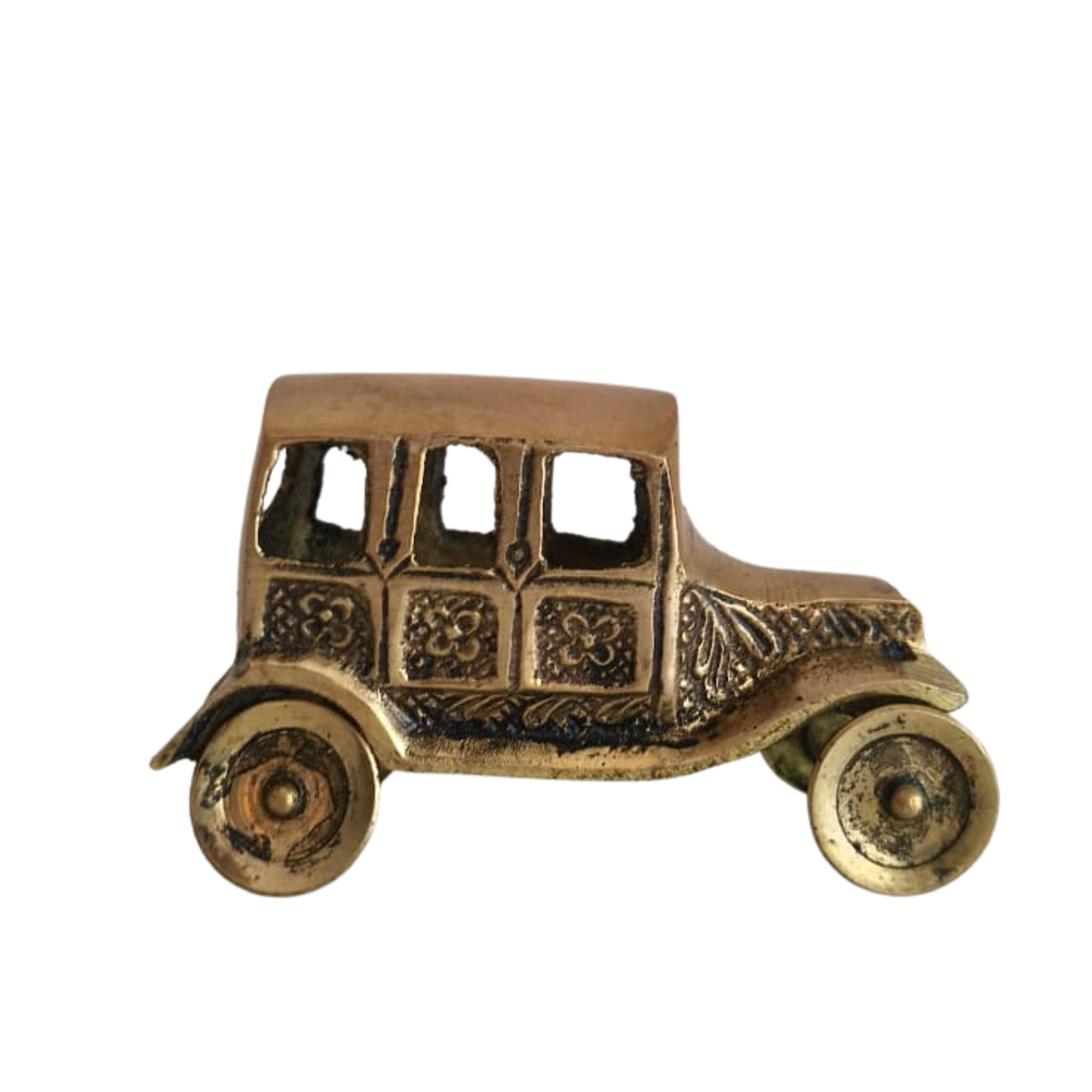 Brass Car Figurine | Handcrafted Antique Model Car Collectible Decor
