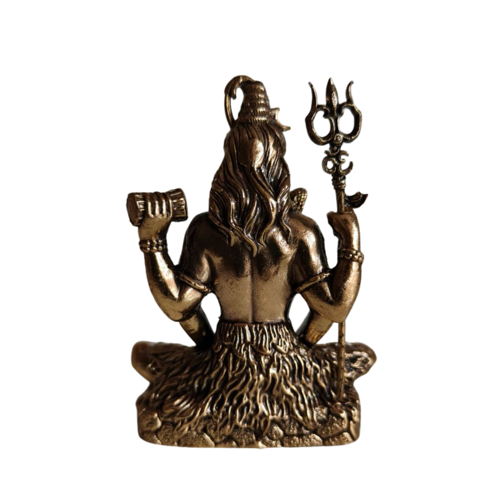 Lord Shiva Meditating Statue - Mahadev Idol with Trishul   Brass Artwork