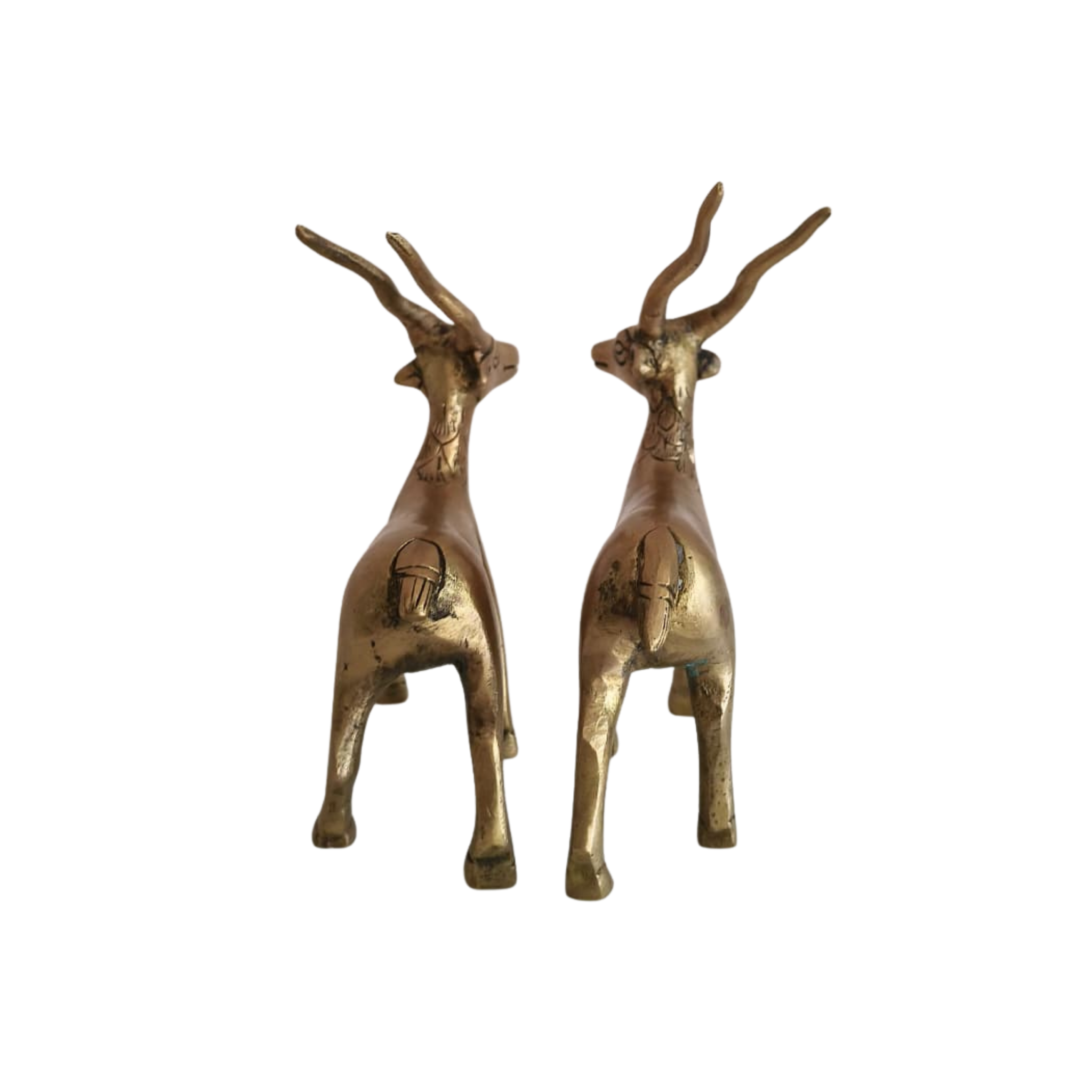 Handcrafted Brass Deer Pair Statues | Elegant Antelope Figurines for Home Decor
