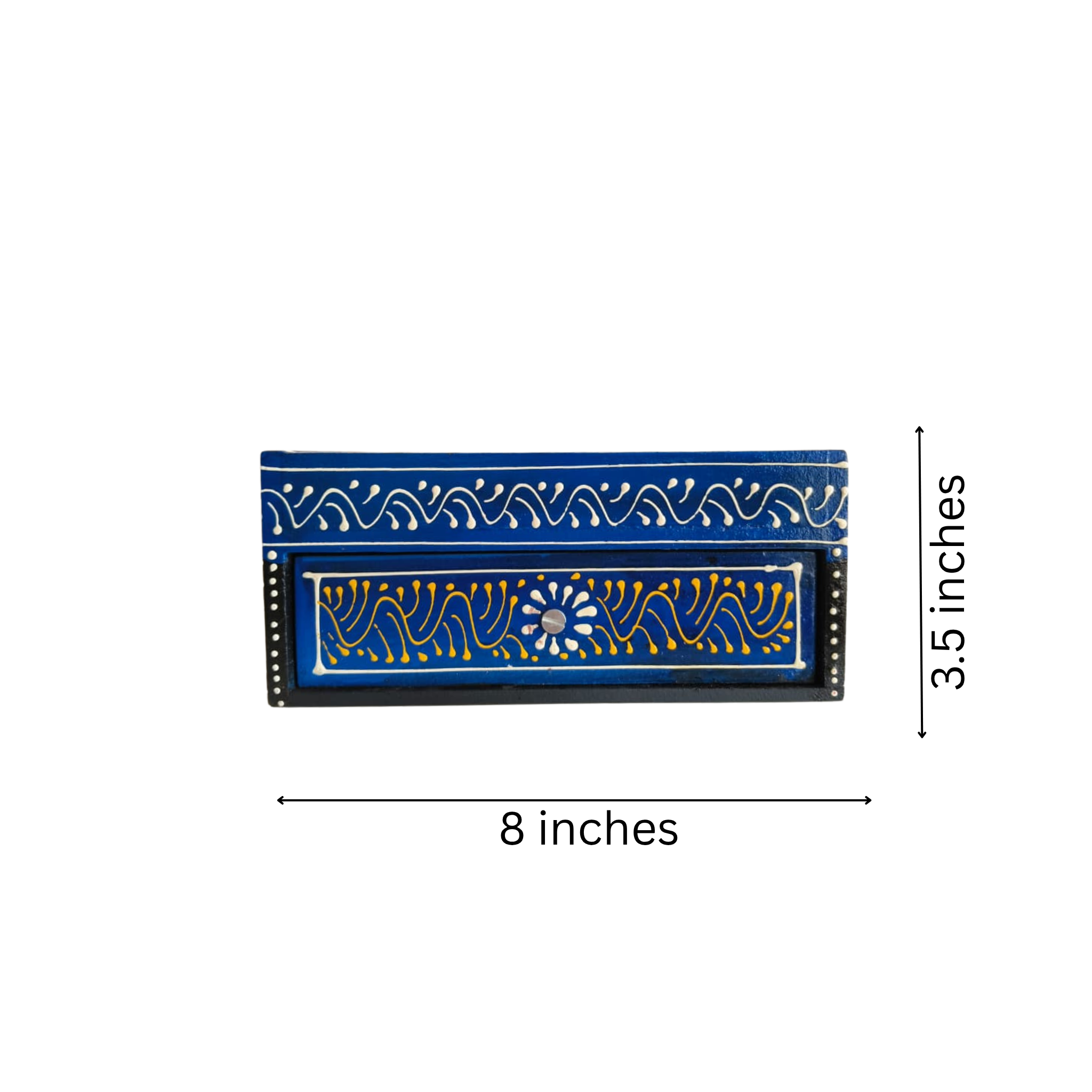 Royal Elephant Procession Hand-Painted Wooden Drawer Box