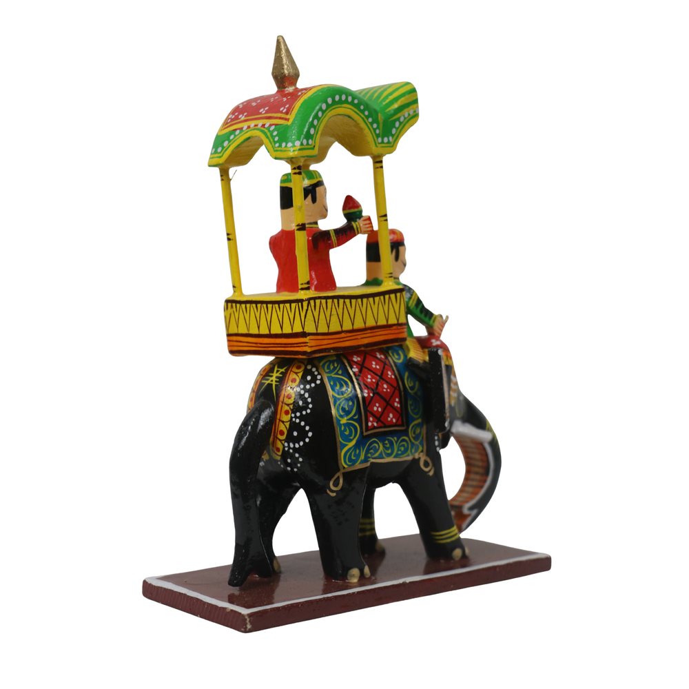 Traditional Ambari Wooden Decor with Raja – Wooden Handcrafted Showpiece   Wooden Lacquerware