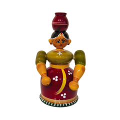 The Water Bearer - Traditional Etikoppaka Wooden Sculpture