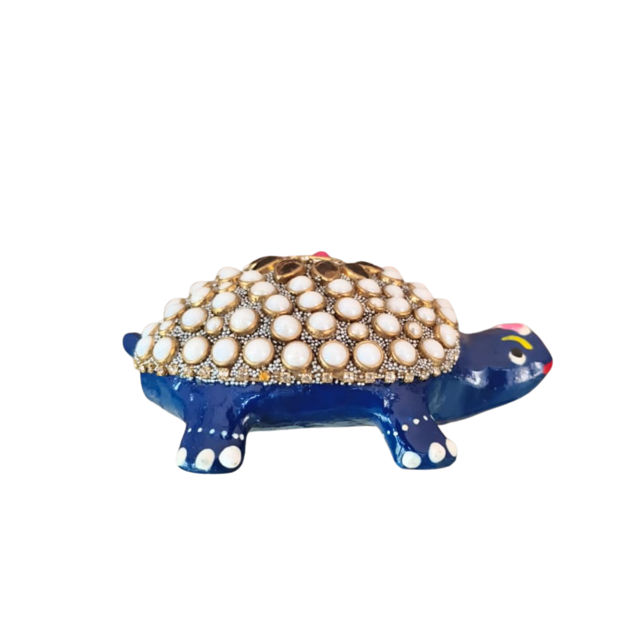 Metal Tortoise with Stone Meenakari | Decorative Feng Shui Figurine