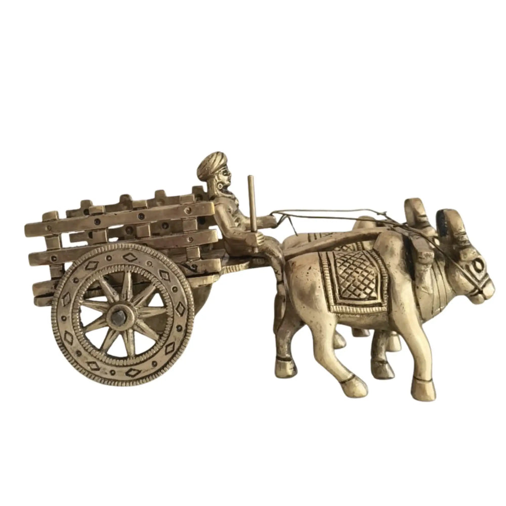 Brass Bullock Cart Figurine with Covered Canopy | Traditional Home Decor Showpiece   Brass Ware