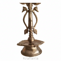 Brass Annapakshi Peacock Pedestal Diya – 5 Wick Lamp   Brass Artwork