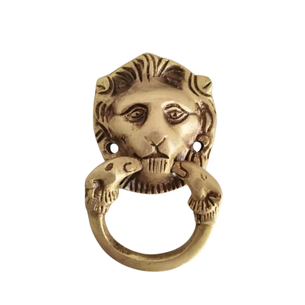 Majestic Brass Lion Head Door Knocker - Vintage Style Pull Handle   Brass Ware