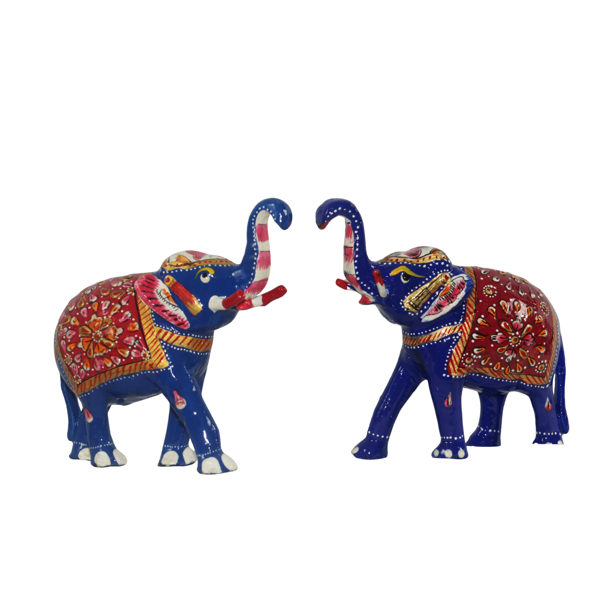 Colorful Hand-Painted Metal Elephant Pair – Traditional Craft