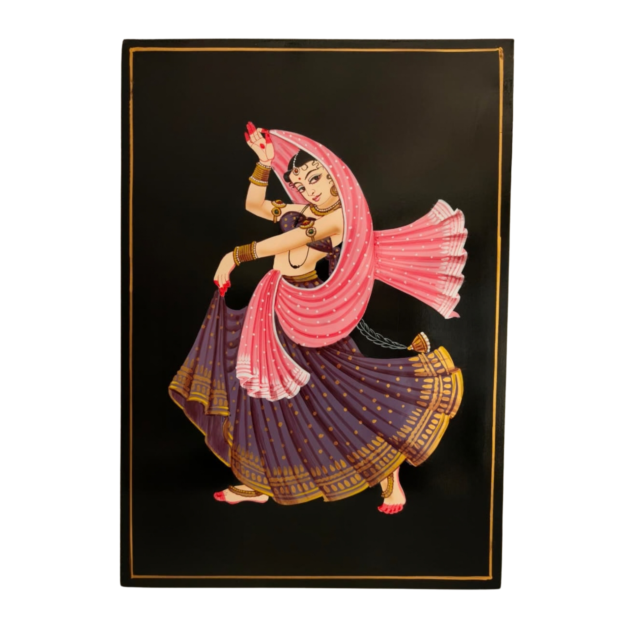 Elegant Indian dancer traditional Nirmal painting