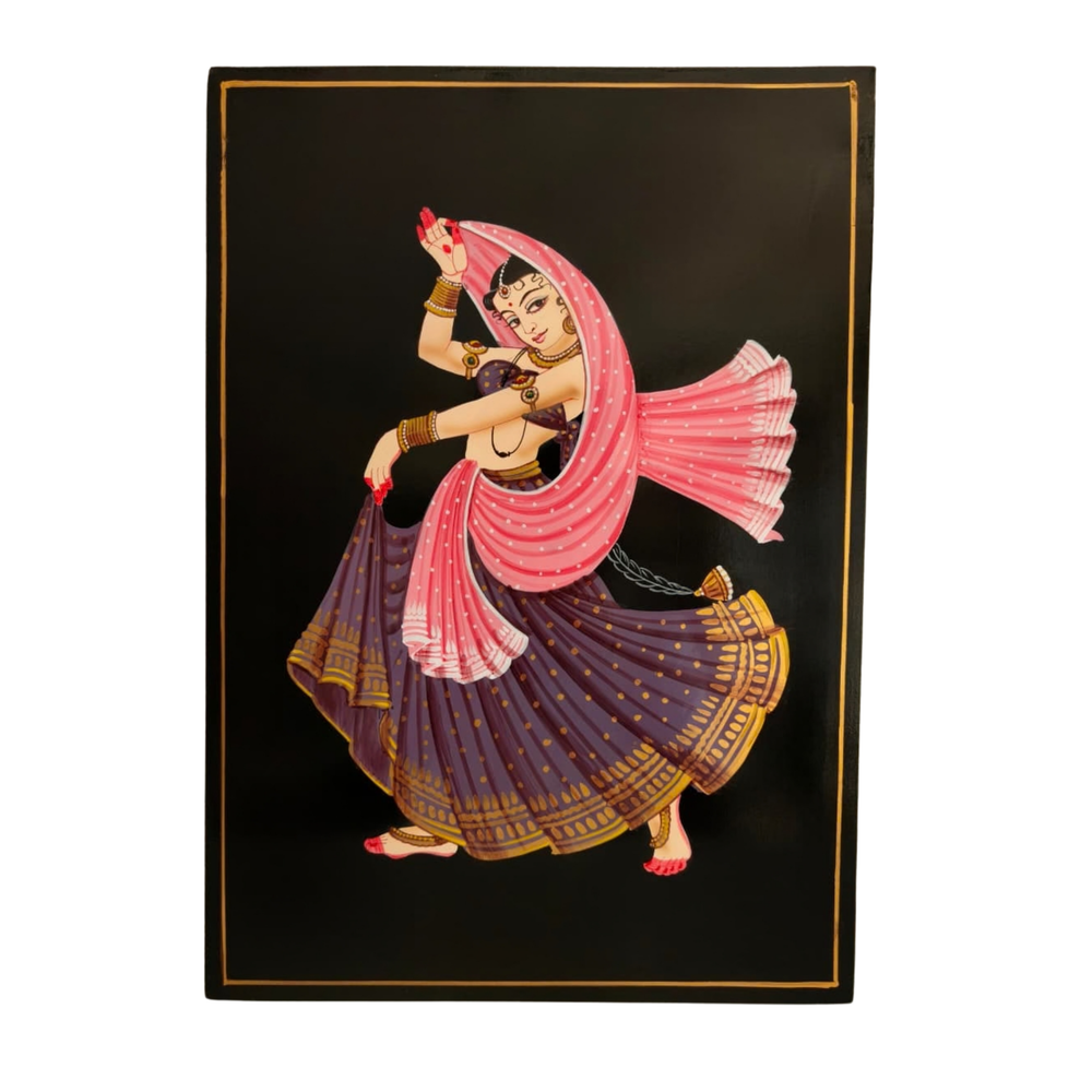 Elegant Indian dancer traditional Nirmal painting