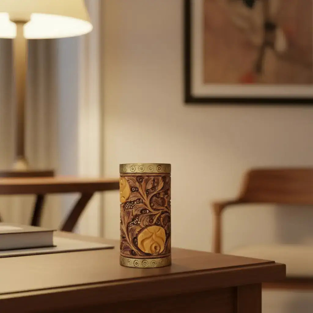 Handmade Wooden Candle Vase – Rustic Home Decor Accent maruthi handicrafts