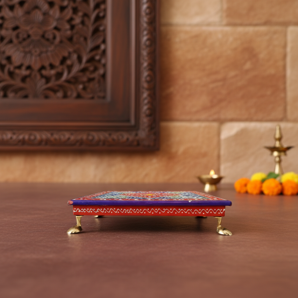 Hand-Painted Wooden Stool | Decorative Handmade Furniture