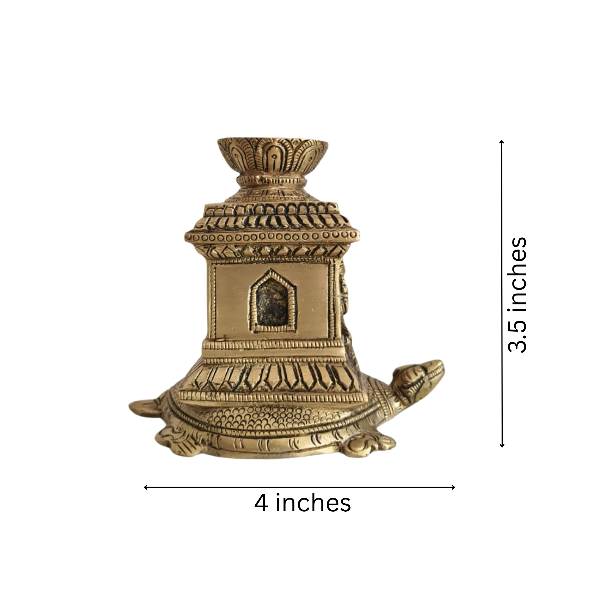 Ornate Brass Tortoise (Kurma) Agarbatti Stand with Deity Figures