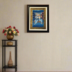 Divine Union of Radha and Krishna – A Rajasthani Miniature