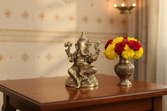 Brass Ganesha Idol – Lord Ganpati Statue for Home Temple Decor   Brass Ware