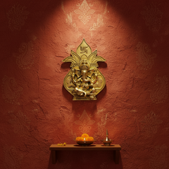 Brass Ganesha in Kalash Wall Hanging with Swastika   Brass Artwork