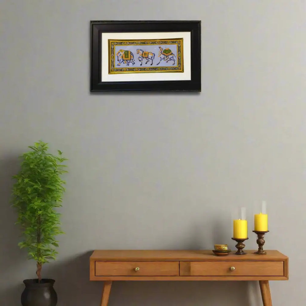 Regal Procession of the Royal Steeds – A Rajasthani Miniature   Paintings