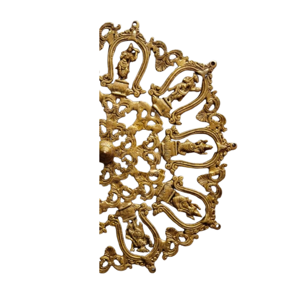 Dashavatara Brass Wall Hanging - Handcrafted 10 Avatars of Vishnu Circular Wall Art   Brass Artwork